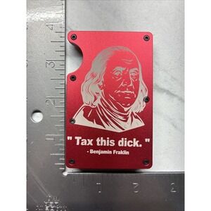 Metal Slim Benjamin Franklin "Tax This Dick" Logo RFID Blocking Wallet